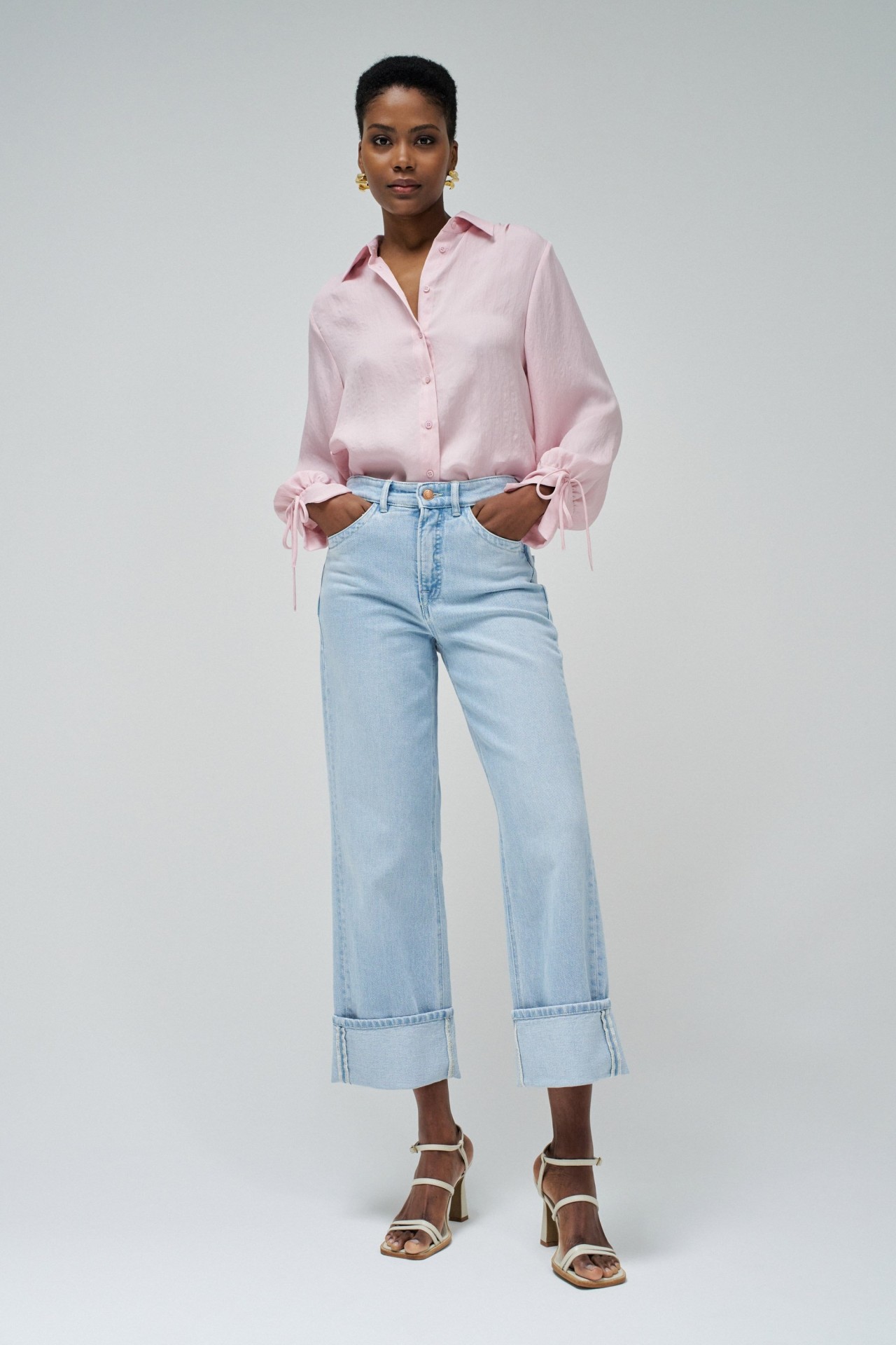 STRIPED SHIRT WITH FLARED SLEEVES