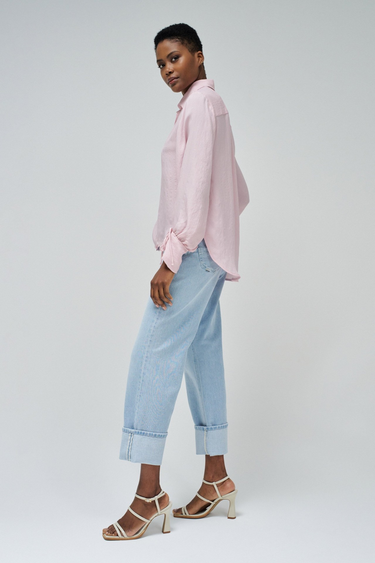 STRIPED SHIRT WITH FLARED SLEEVES