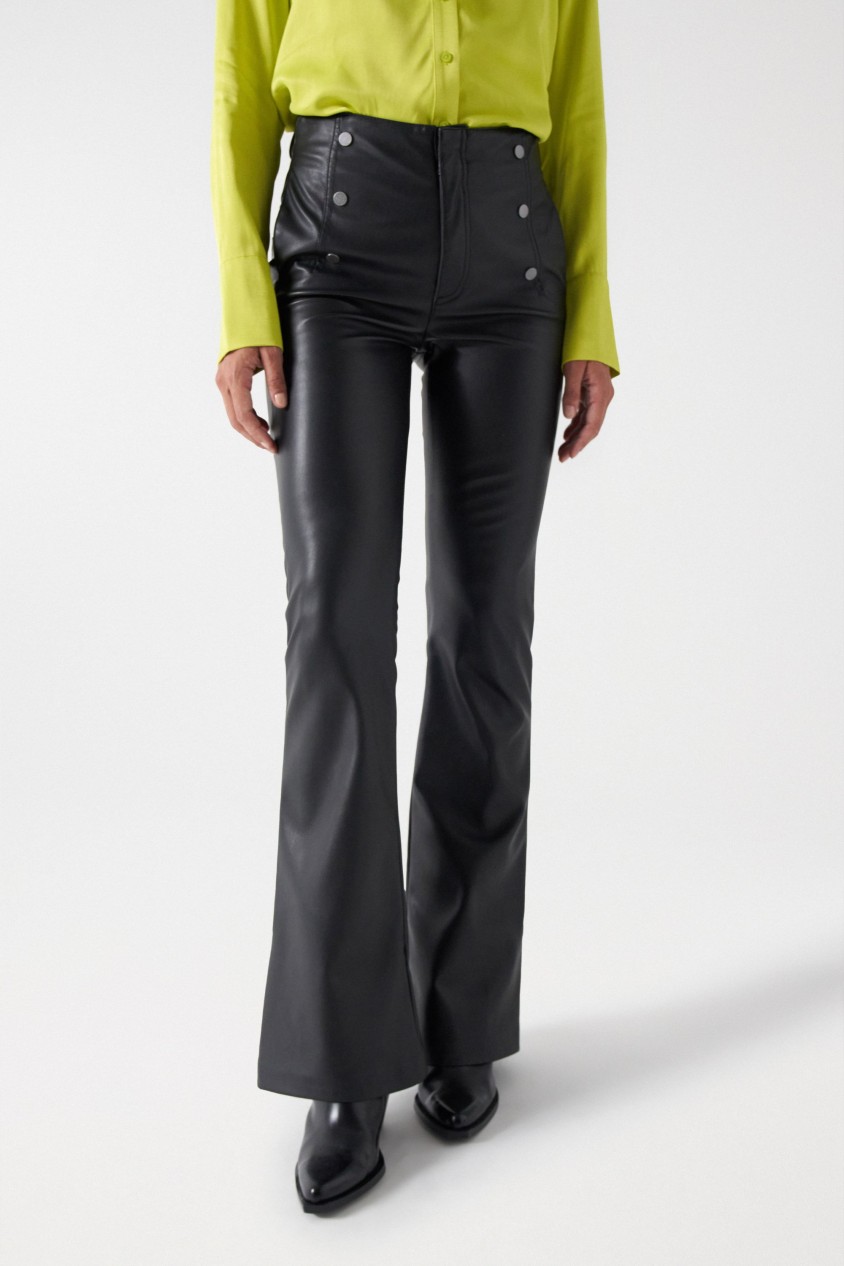 pantalon efecto piel pantalon cuero verde