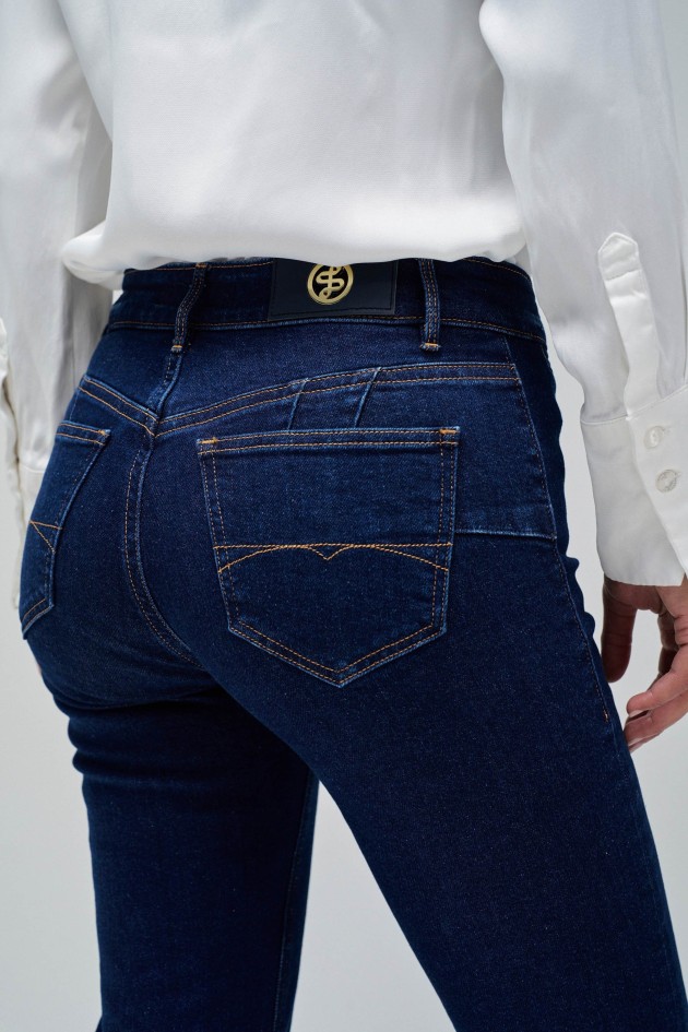 DESTINY PUSH UP-JEANS, FLARE-PASSFORM, MIT GOLDENEN KNÖPFEN