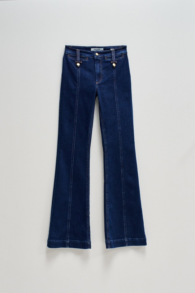 DESTINY PUSH UP-JEANS, FLARE-PASSFORM, MIT GOLDENEN KNÖPFEN