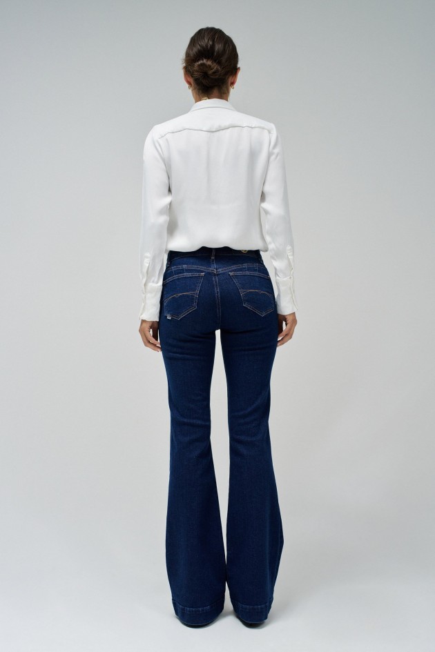 DESTINY PUSH UP-JEANS, FLARE-PASSFORM, MIT GOLDENEN KNÖPFEN