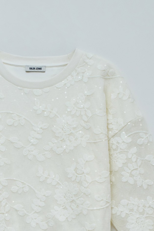 SWEAT À BRODERIES FLORALES