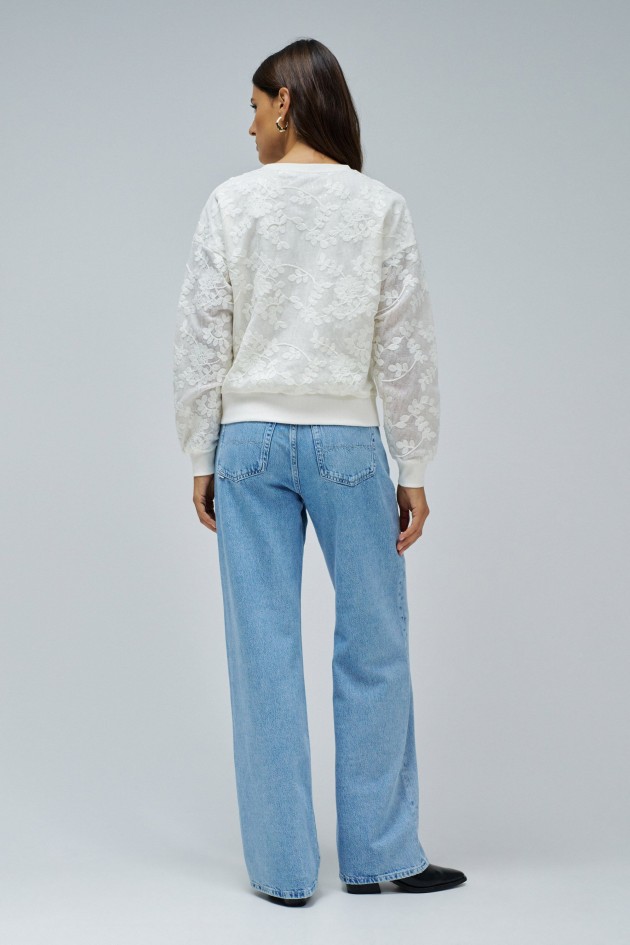 SWEAT À BRODERIES FLORALES