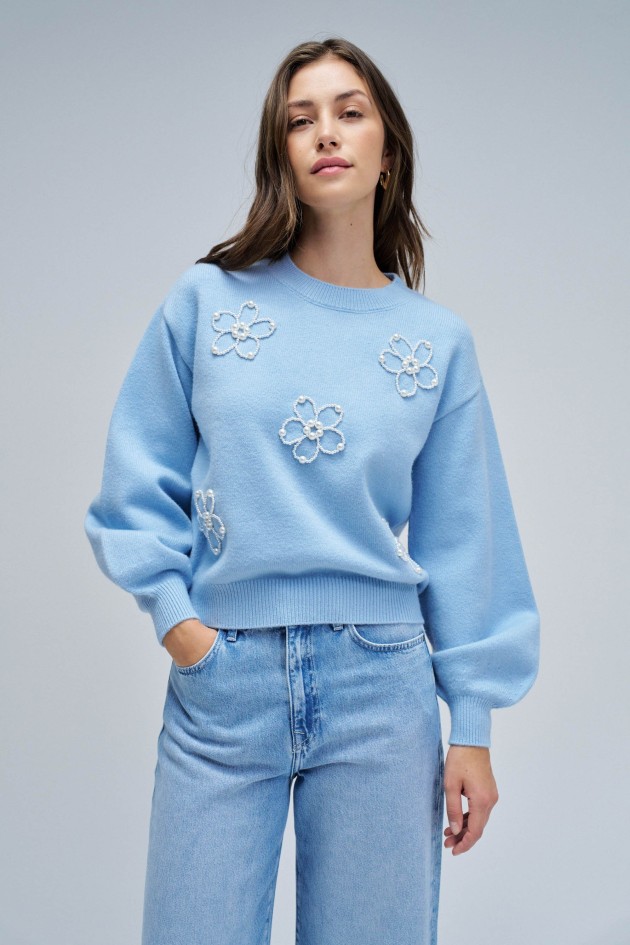 PULL EN MAILLE AVEC PERLES