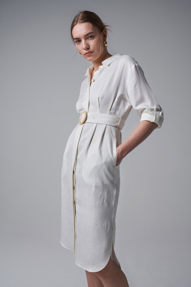 LINEN DRESS WITH BELT