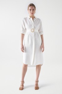 VESTIDO DE LINHO COM CINTO