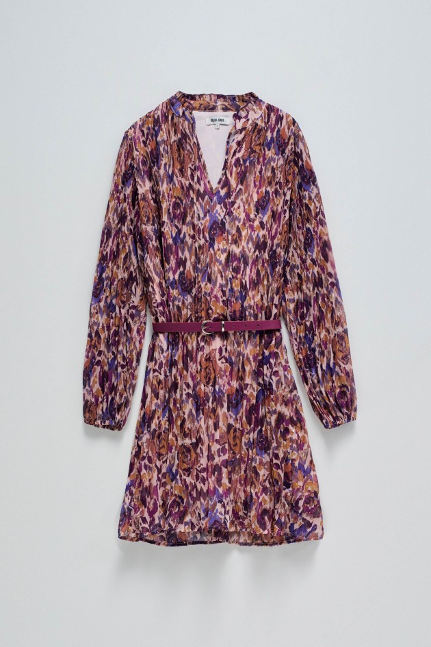 PLEATED DRESS WITH BELT