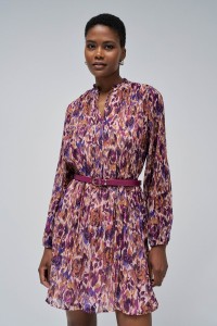 PLEATED DRESS WITH BELT