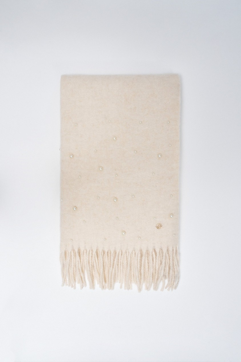 WOOL SCARF WITH PEARLS