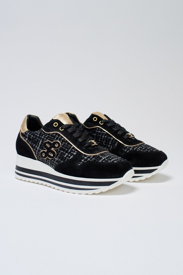 BASKETS EN CUIR AVEC PLATEFORME