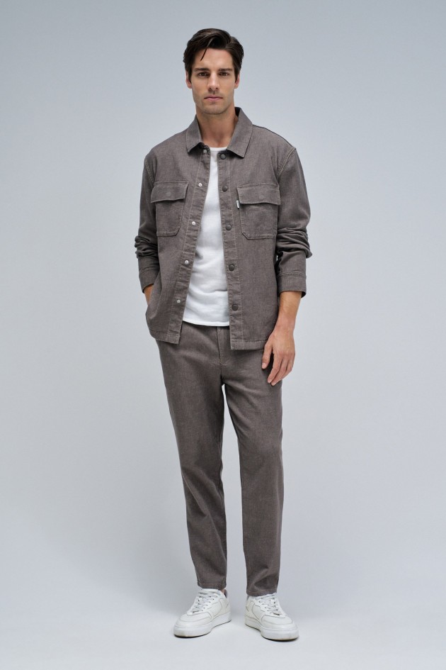 JOGGERS REGULAR FIT TROUSERS WITH LINEN