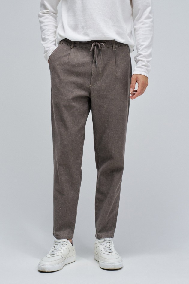 JOGGERS REGULAR FIT TROUSERS WITH LINEN