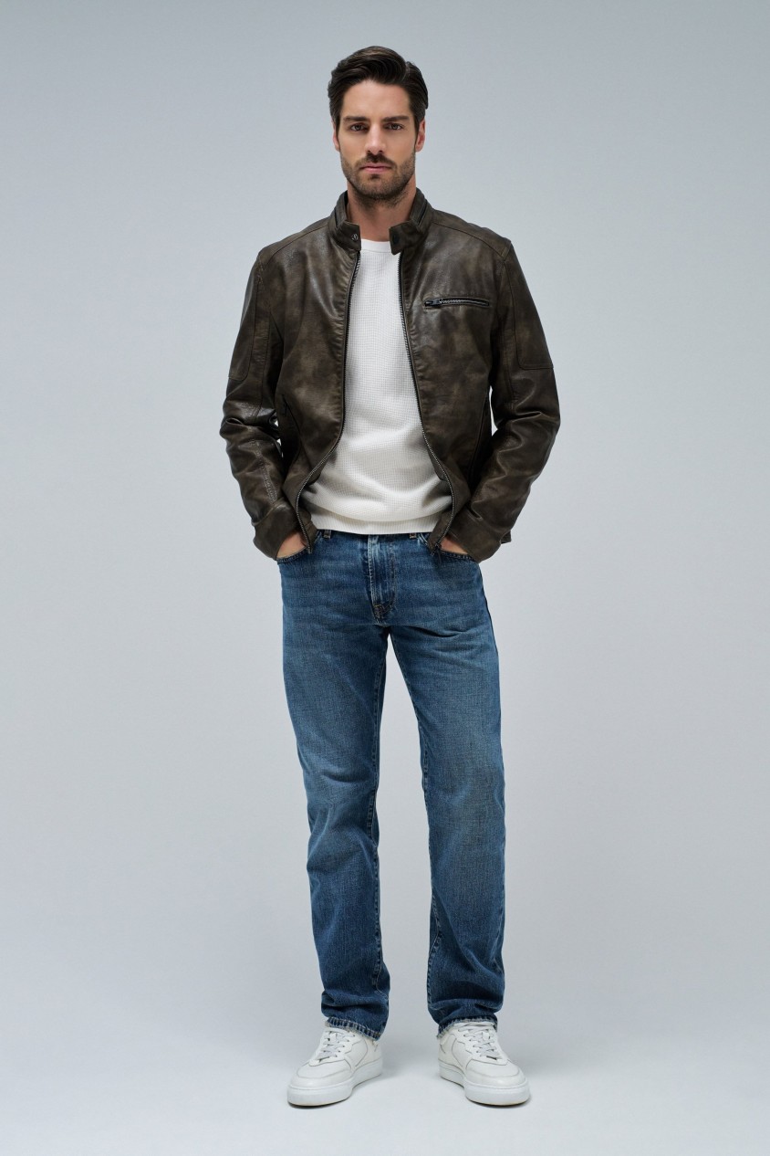 VESTE MOTARD EFFET CUIR