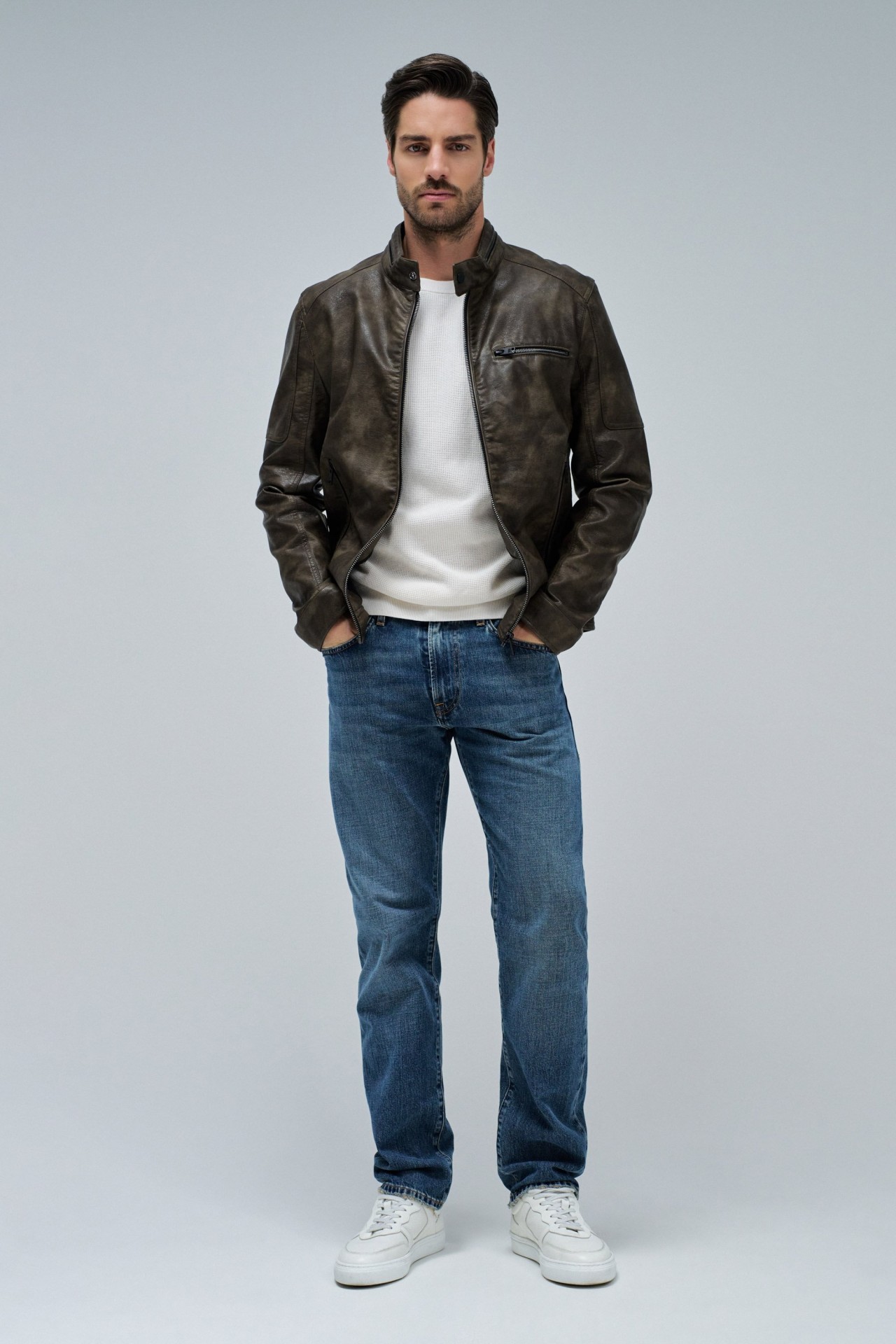 VESTE MOTARD EFFET CUIR