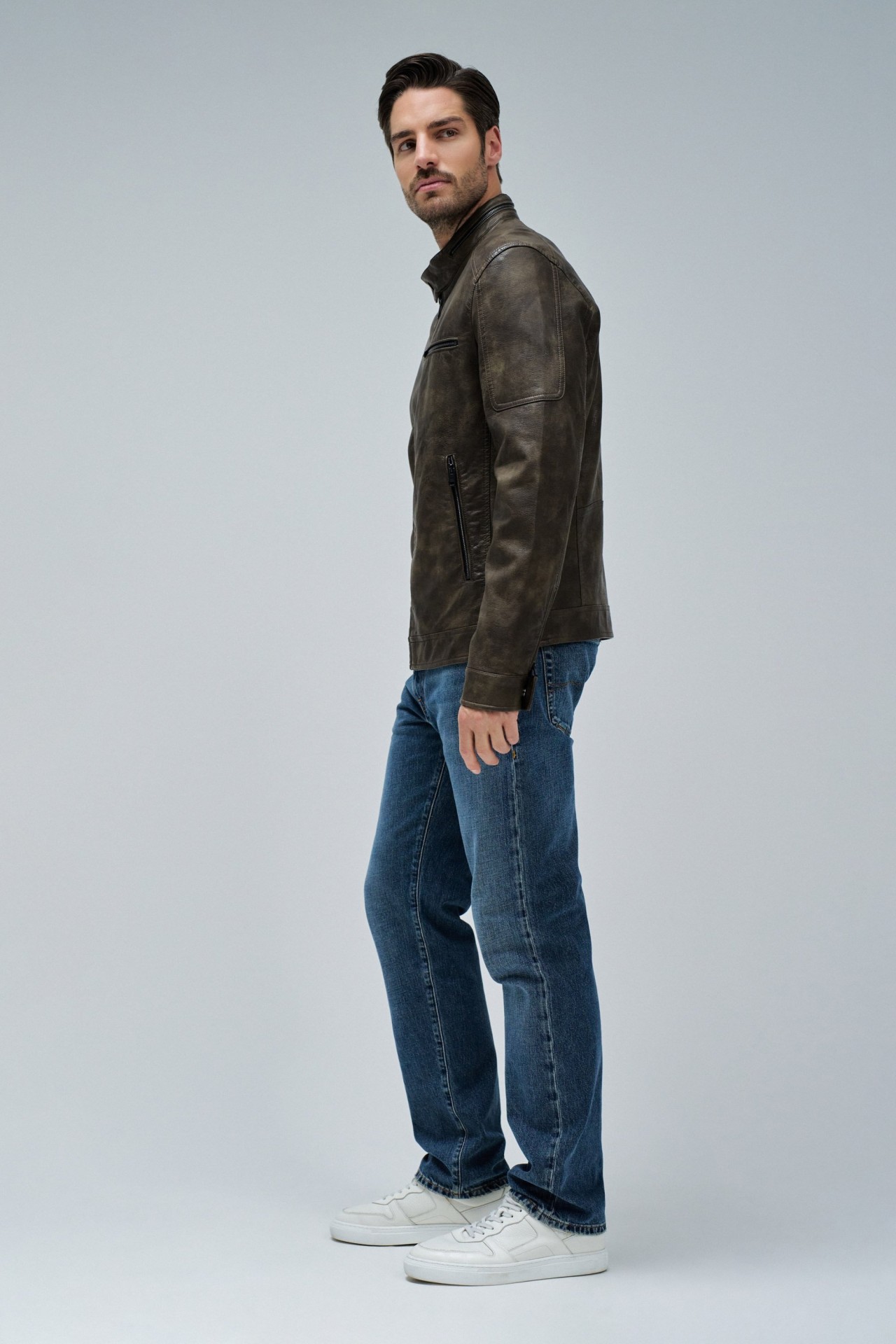 VESTE MOTARD EFFET CUIR