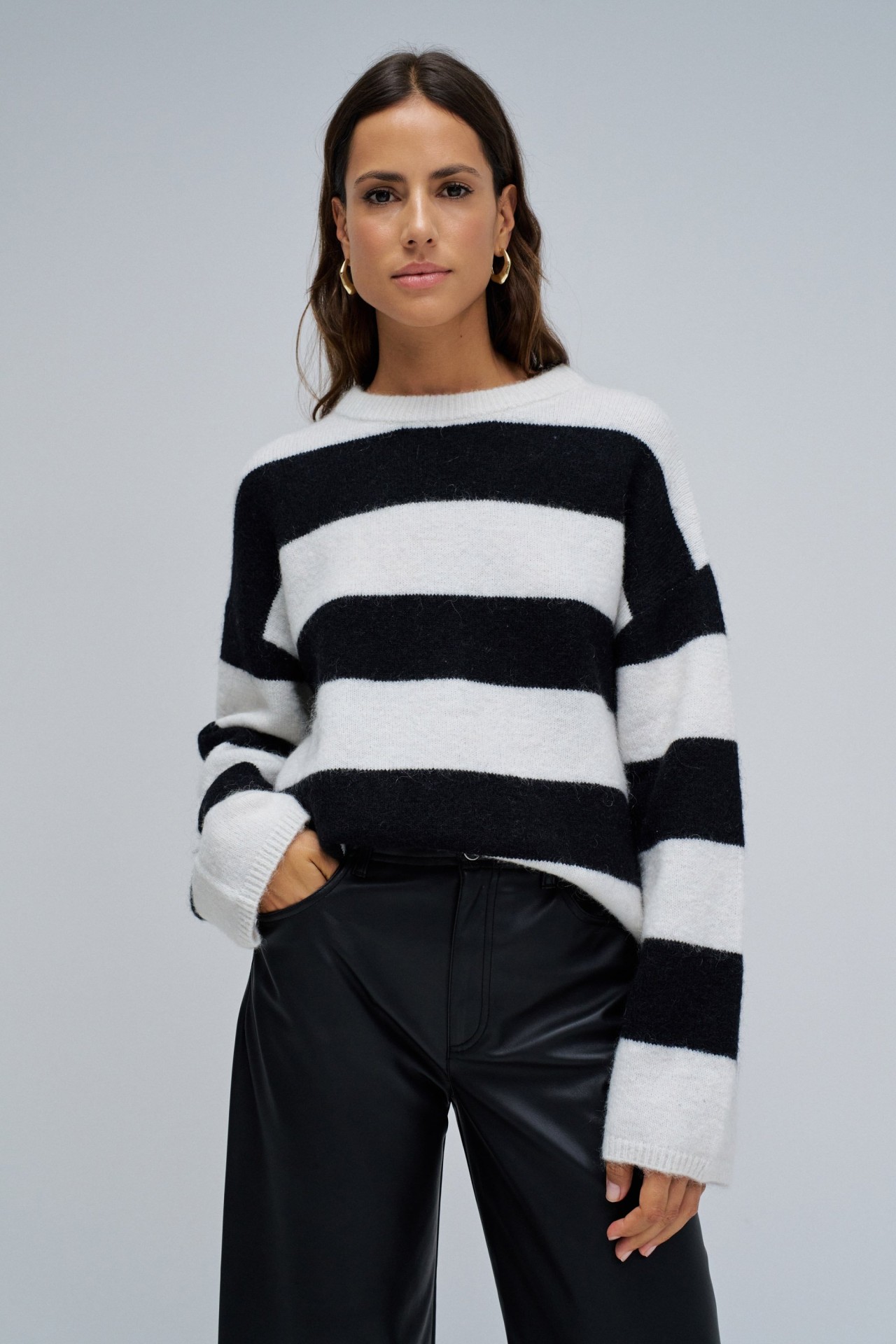WOOL AND MOHAIR STRIPED JUMPER