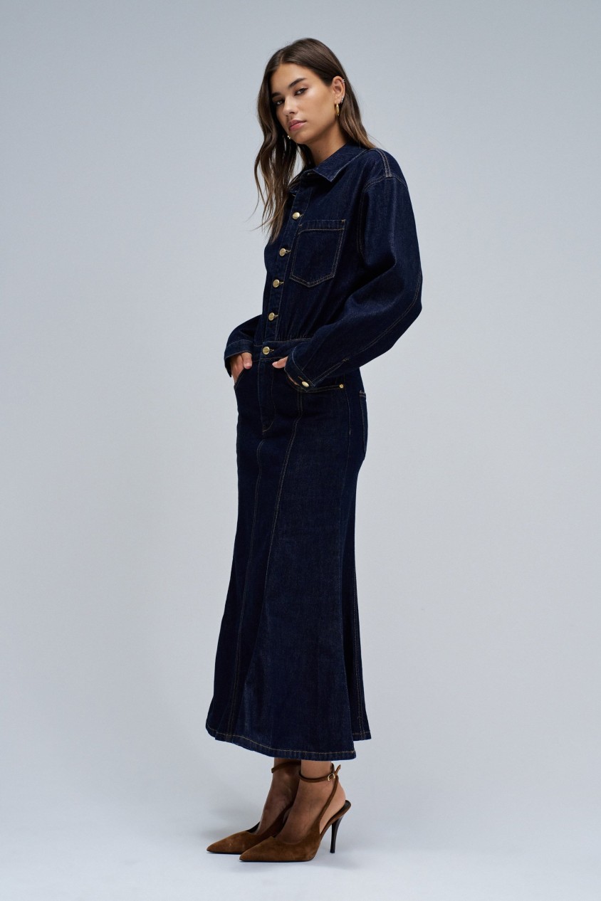VESTIDO MIDI EM DENIM