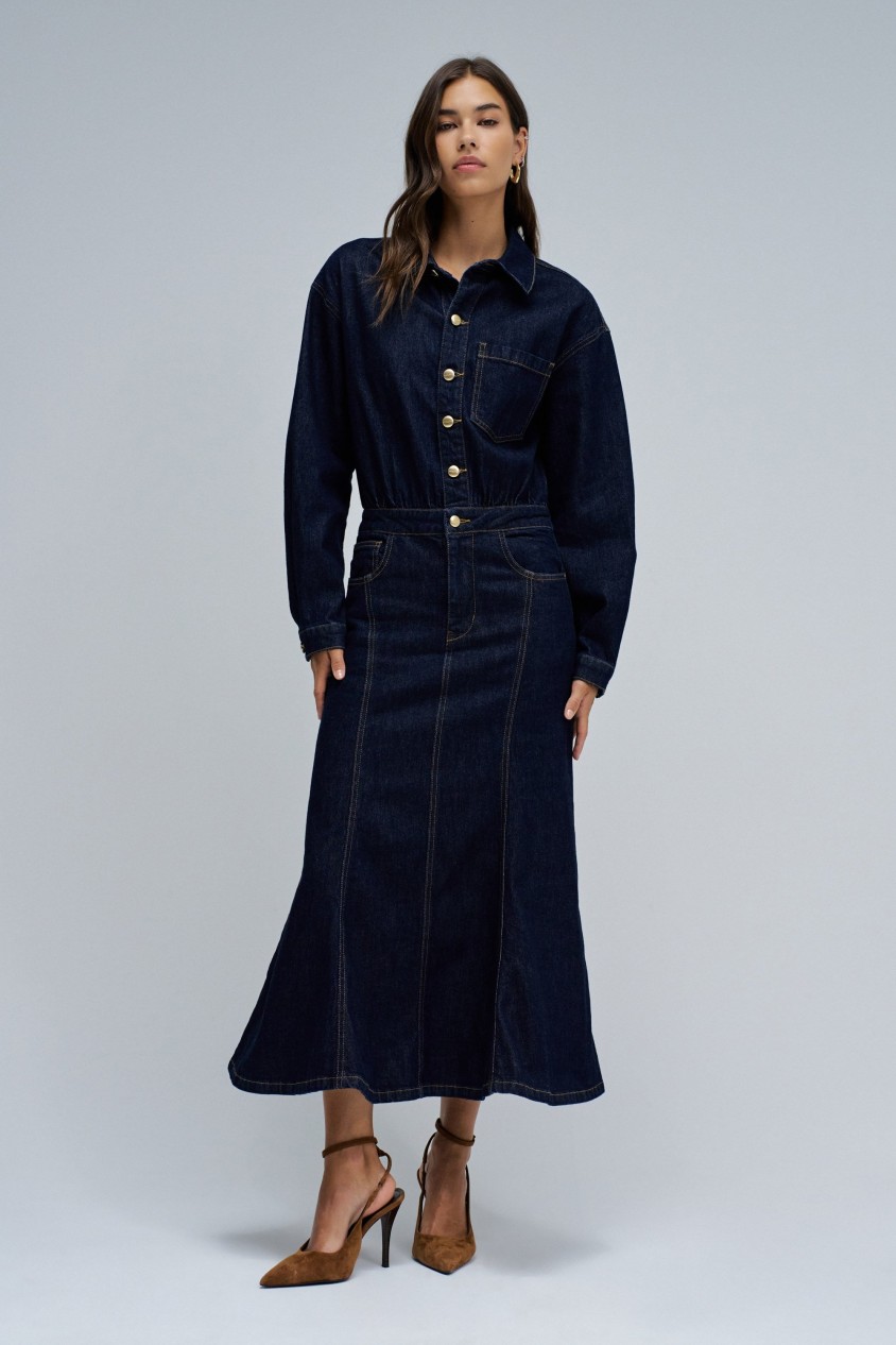 VESTIDO MIDI EM DENIM