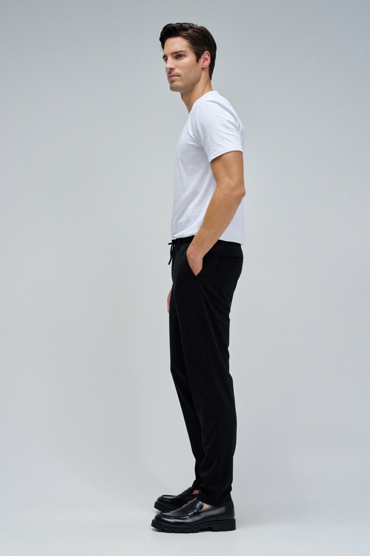 SLIM FIT JOGGERS TROUSERS IN FABRIC