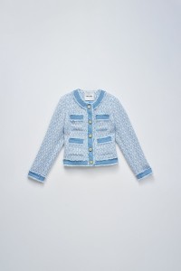 CASACO DE TWEED COM DETALHES EM DENIM