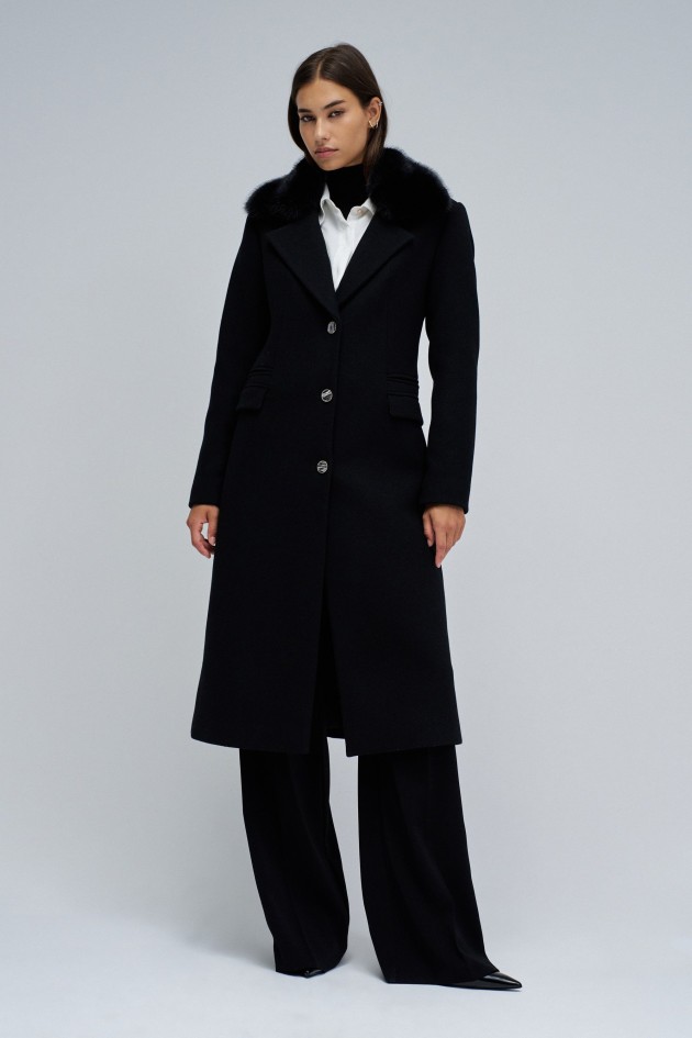 VESTE EN TISSUAVEC COL EN FOURRURE