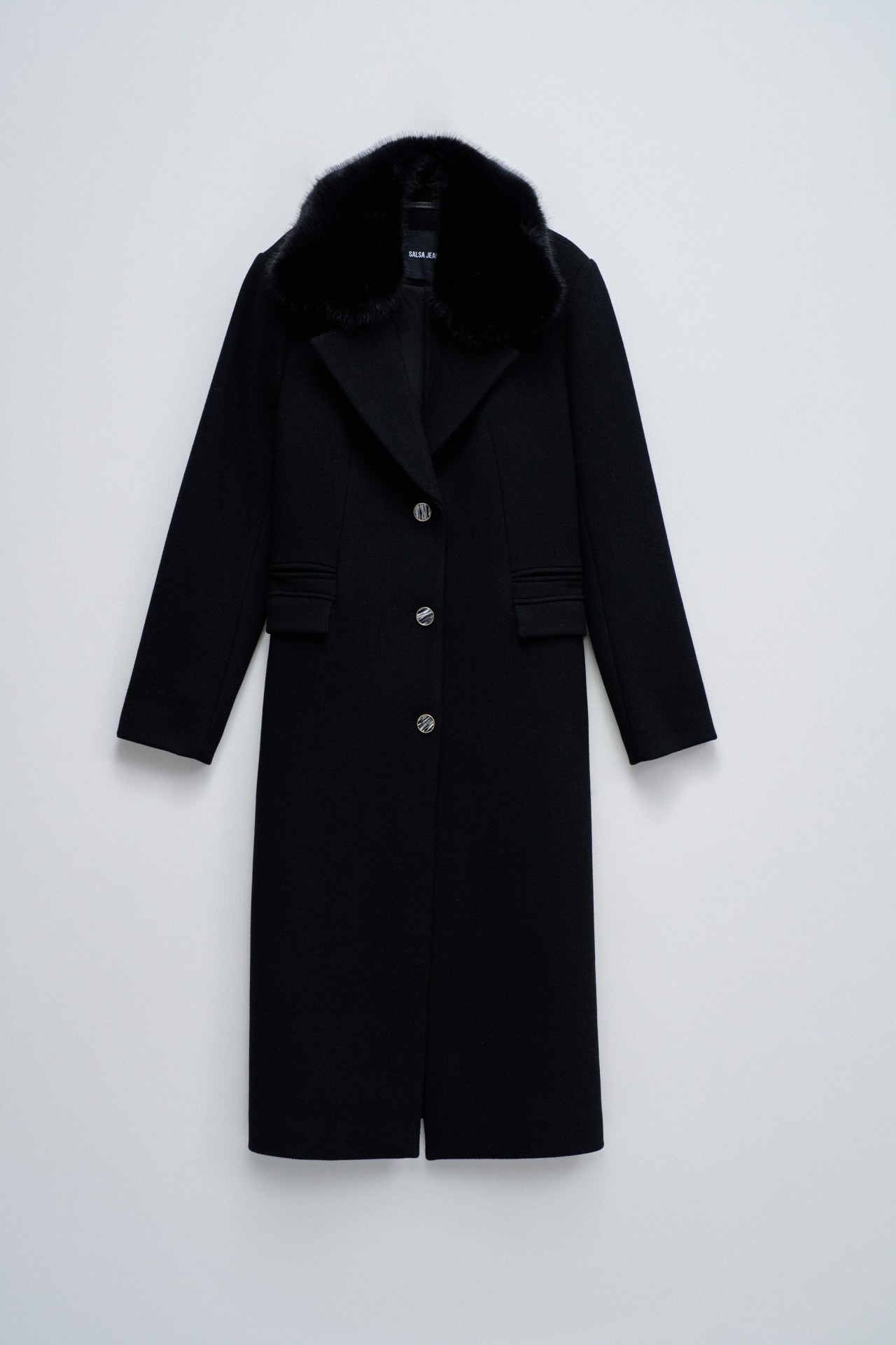 WOOLLEN COAT WITH FUR COLLAR