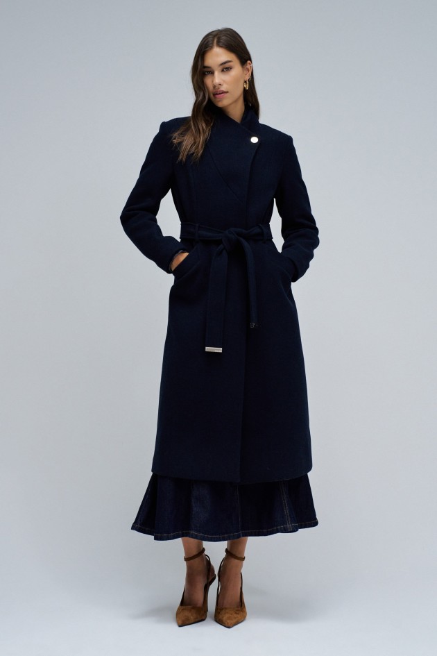 VESTE EN TISSU GRACE LONG AVEC CEINTURE