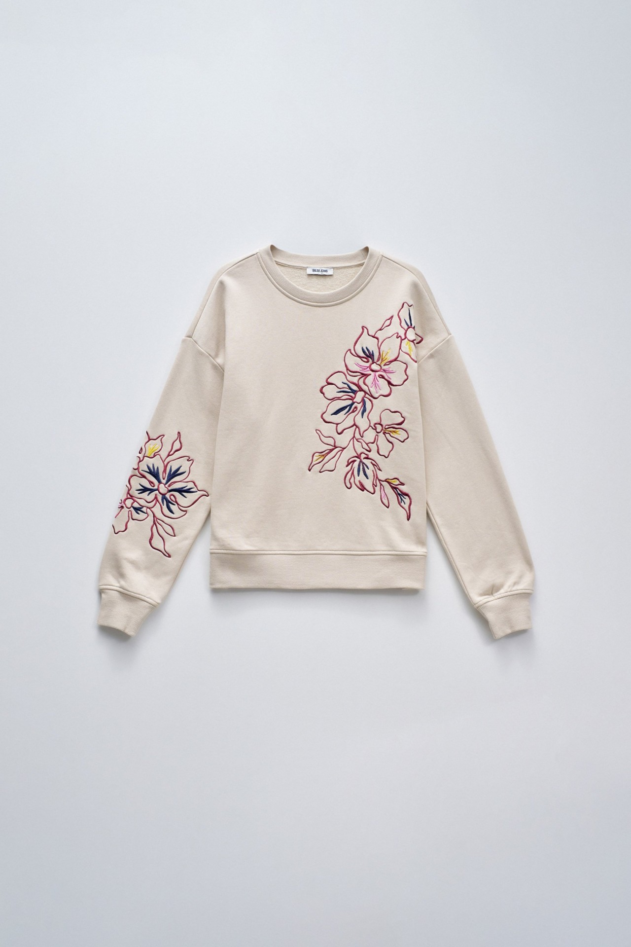 SWEATSHIRT MIT BLUMENSTICKEREI