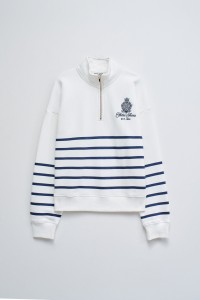 SWEAT  RAYURES AVEC DEMI-FERMETURE CLAIR