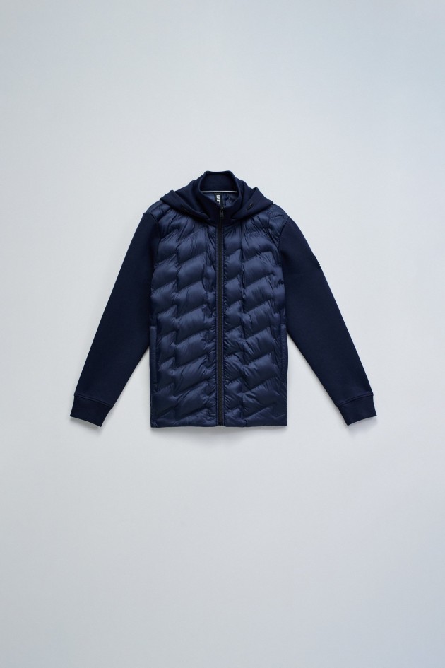 PADDED COAT WITH MIXED MATERIALS