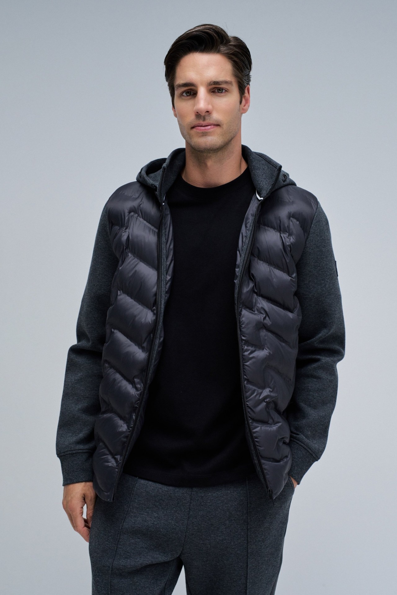 VESTE REMBOURRE AVEC MLANGE DE MATRIAUX