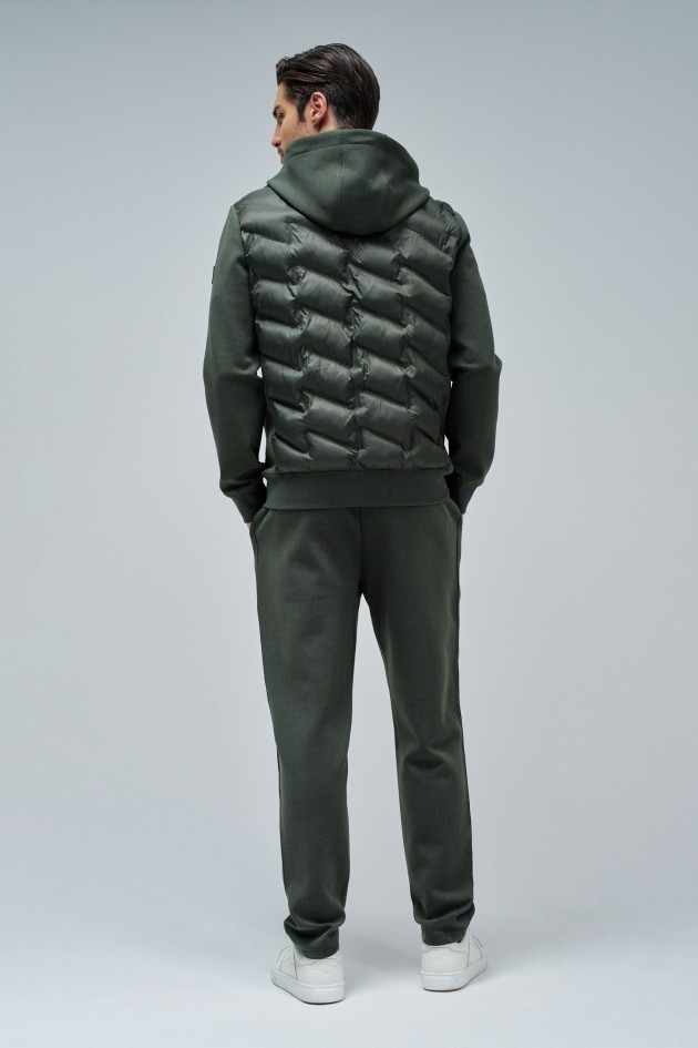 PADDED COAT WITH MIXED MATERIALS