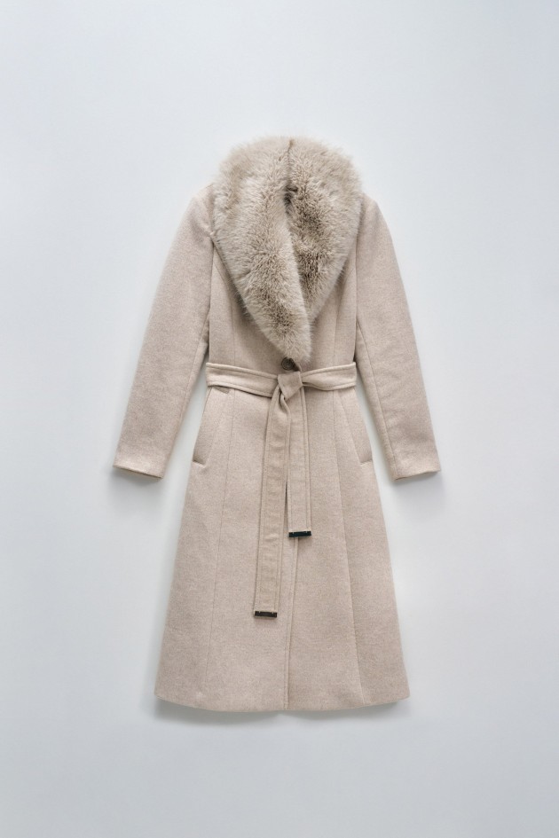 VESTE EN LAINE GRACE LONG AVEC FOURRURE