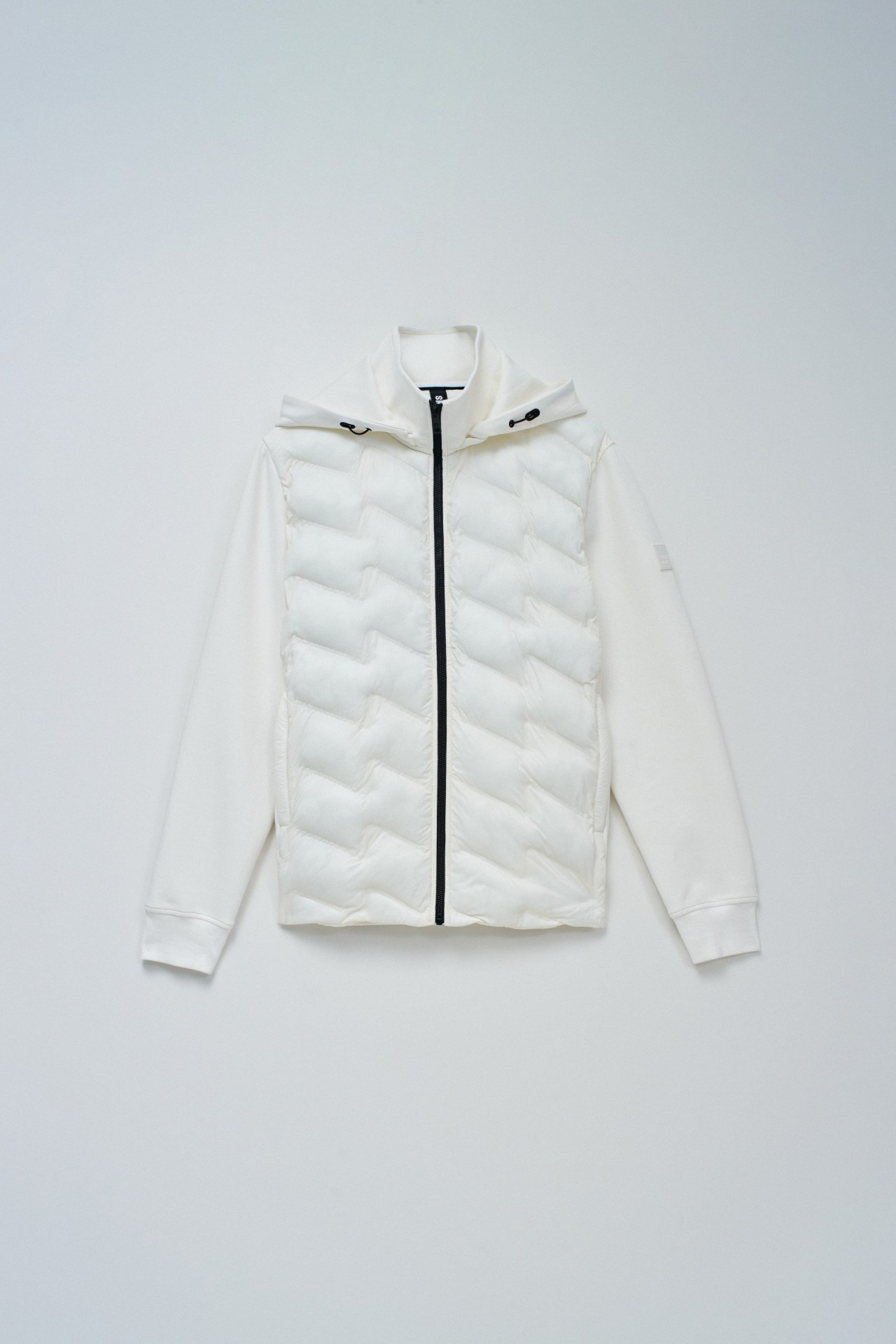 PADDED COAT WITH MIXED MATERIALS