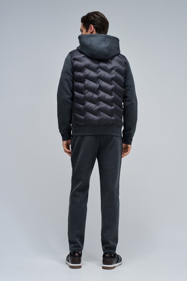 PADDED COAT WITH MIXED MATERIALS