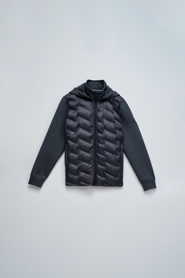 PADDED COAT WITH MIXED MATERIALS