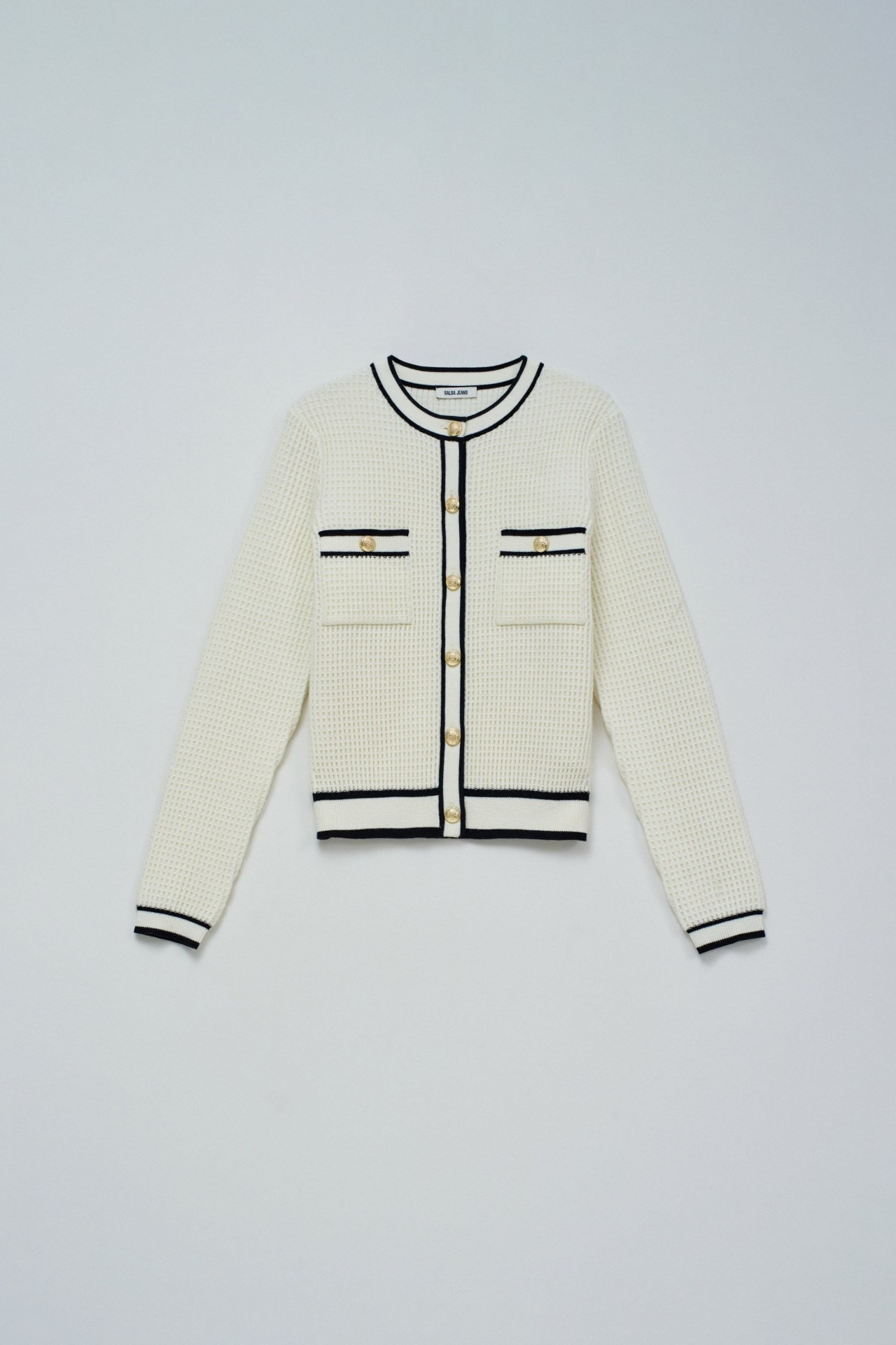 CARDIGAN COM BOTES DOURADOS