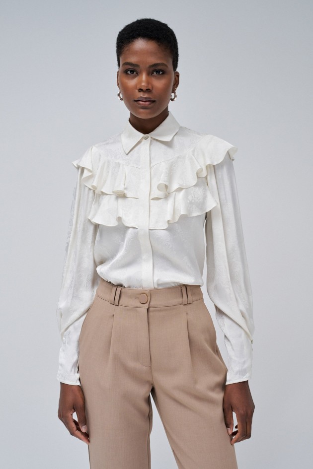 SATIN SHIRT WITH FRILLS