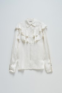 CAMISA DE SATN CON VOLANTES