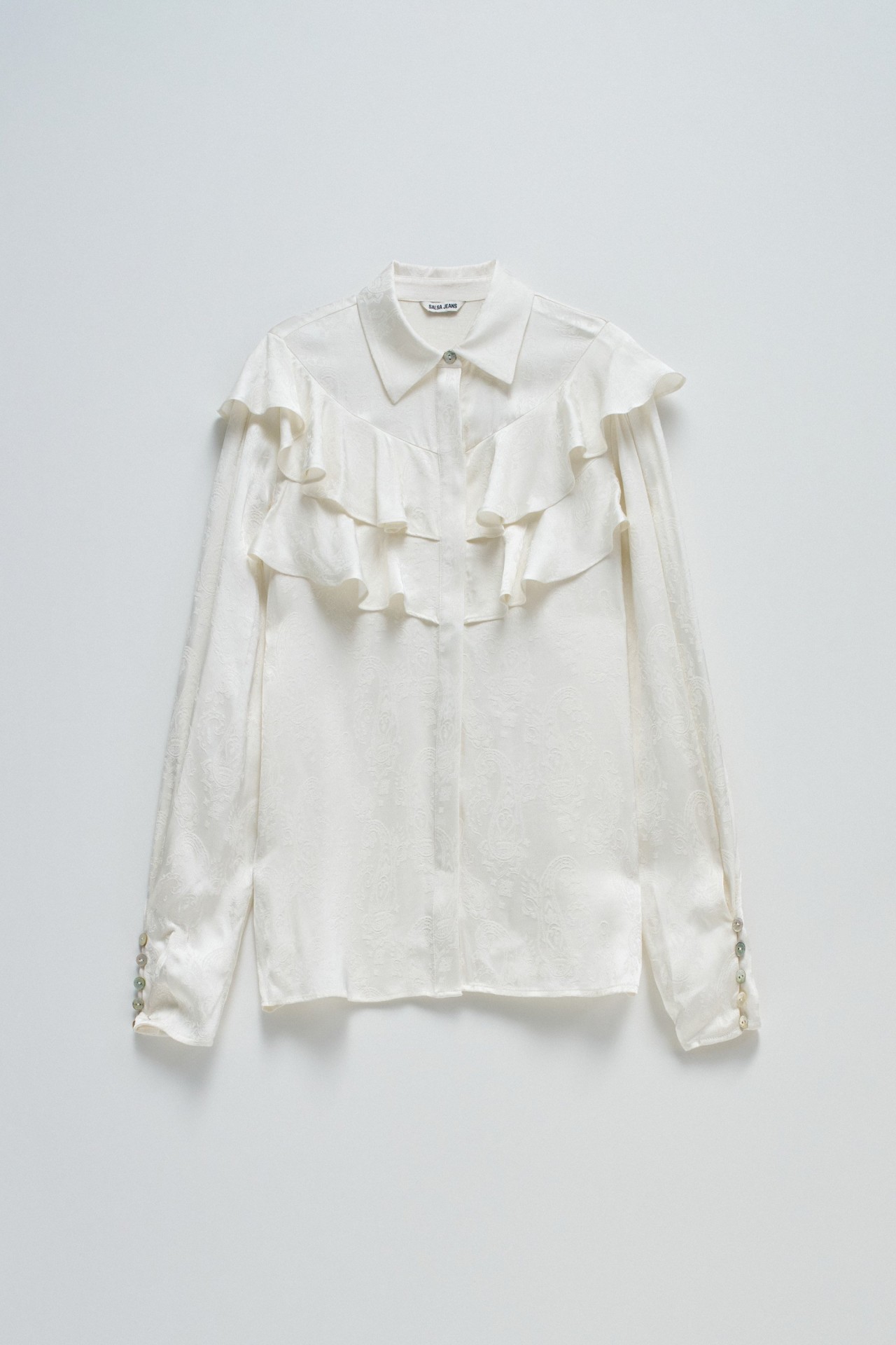 CHEMISE EN SATIN AVEC VOLANTS