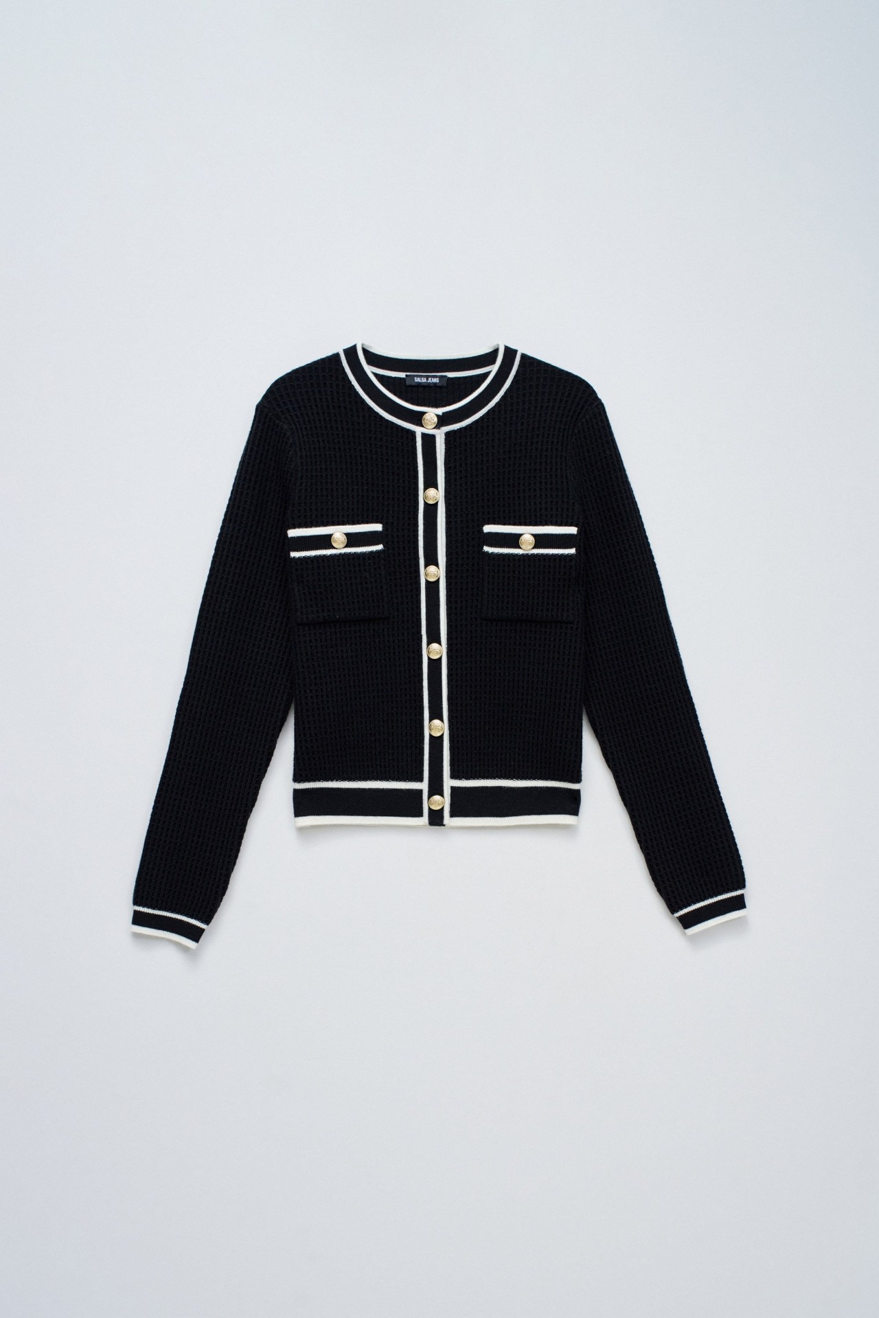 CARDIGAN COM BOTES DOURADOS