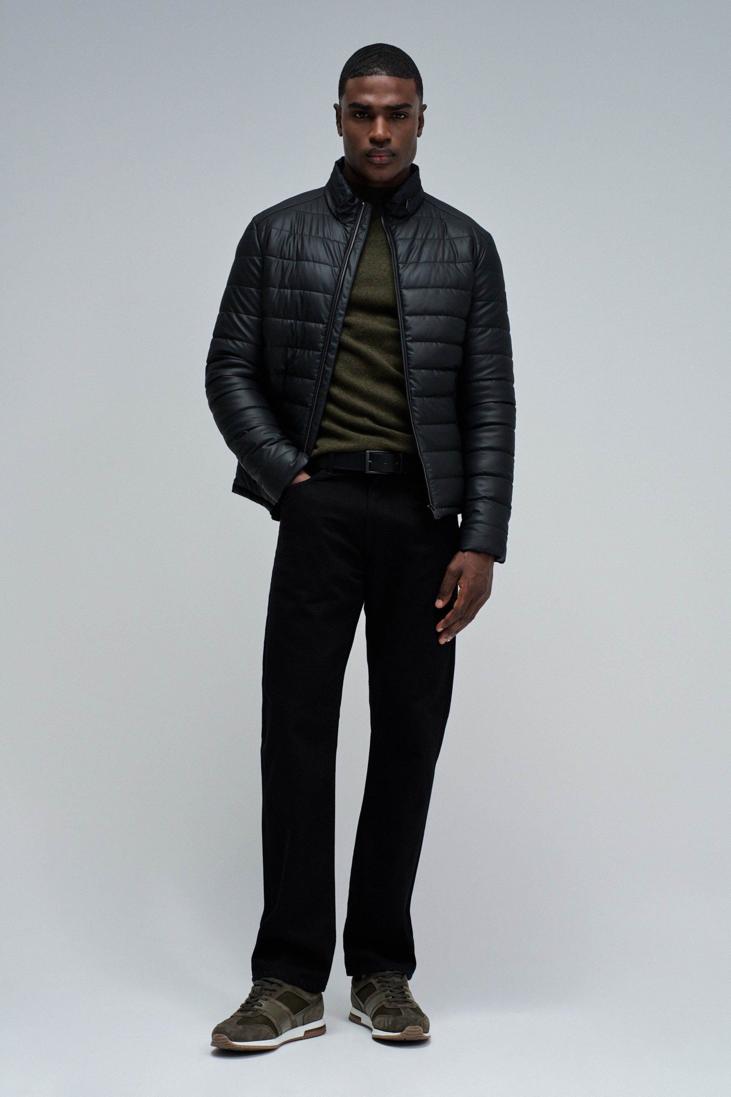 PUFFER JACKET LEATHER EFFECT