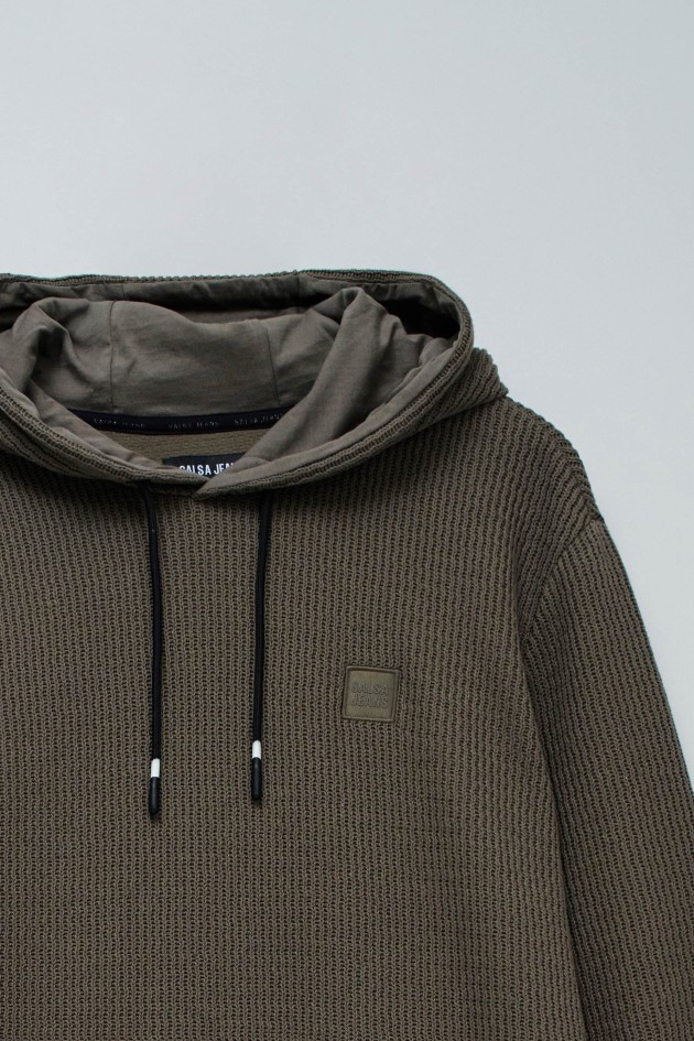 HOODIE EM MALHA TEXTURADA