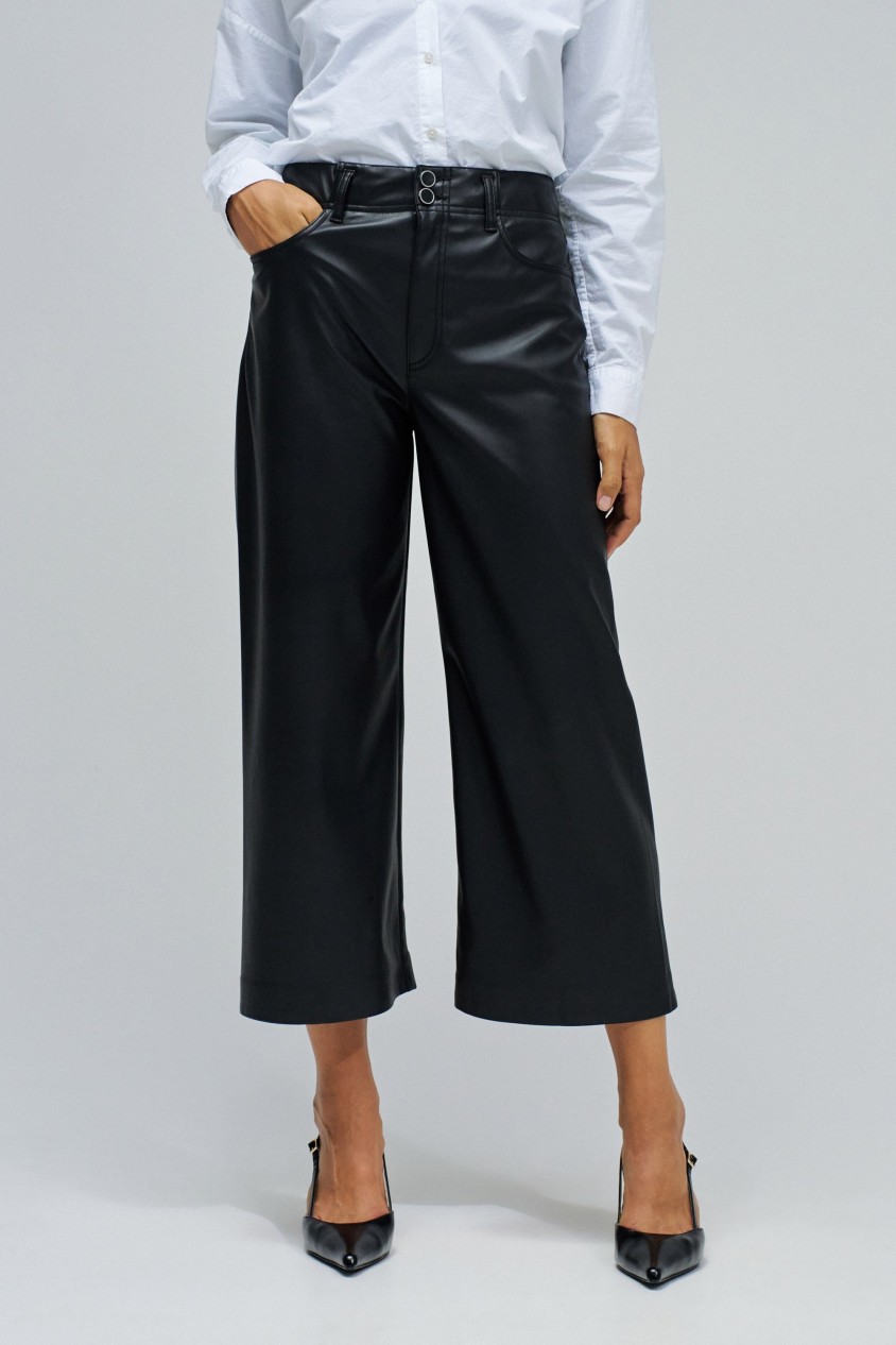 TRUE CROPPED WIDE LEATHER EFFECT JEANS