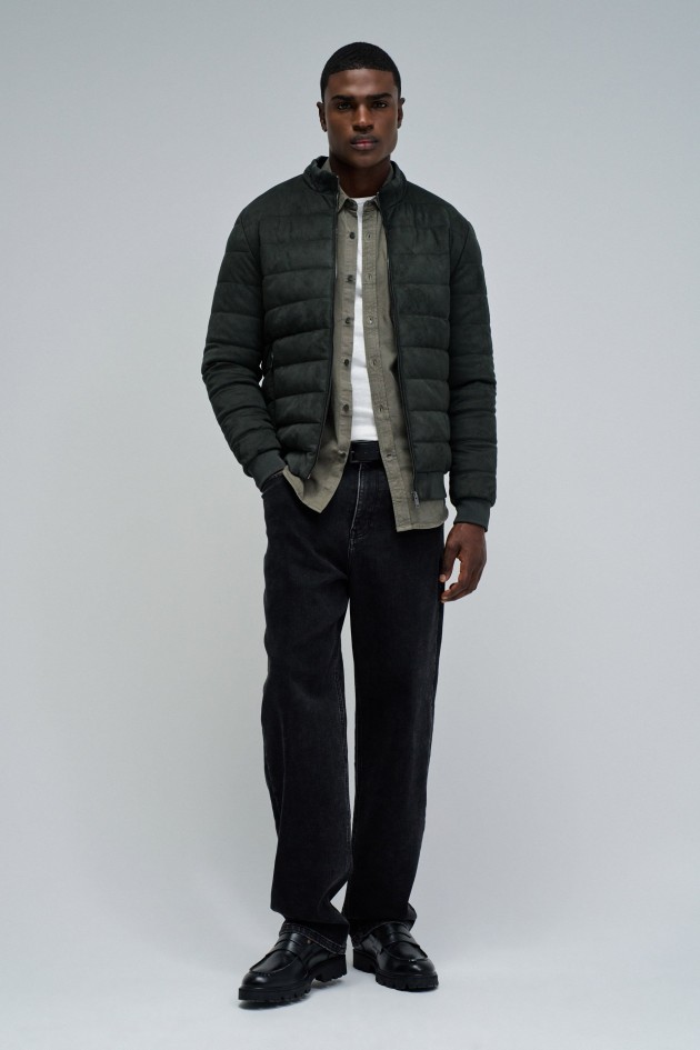 CASACO PUFFER EM SUEDE