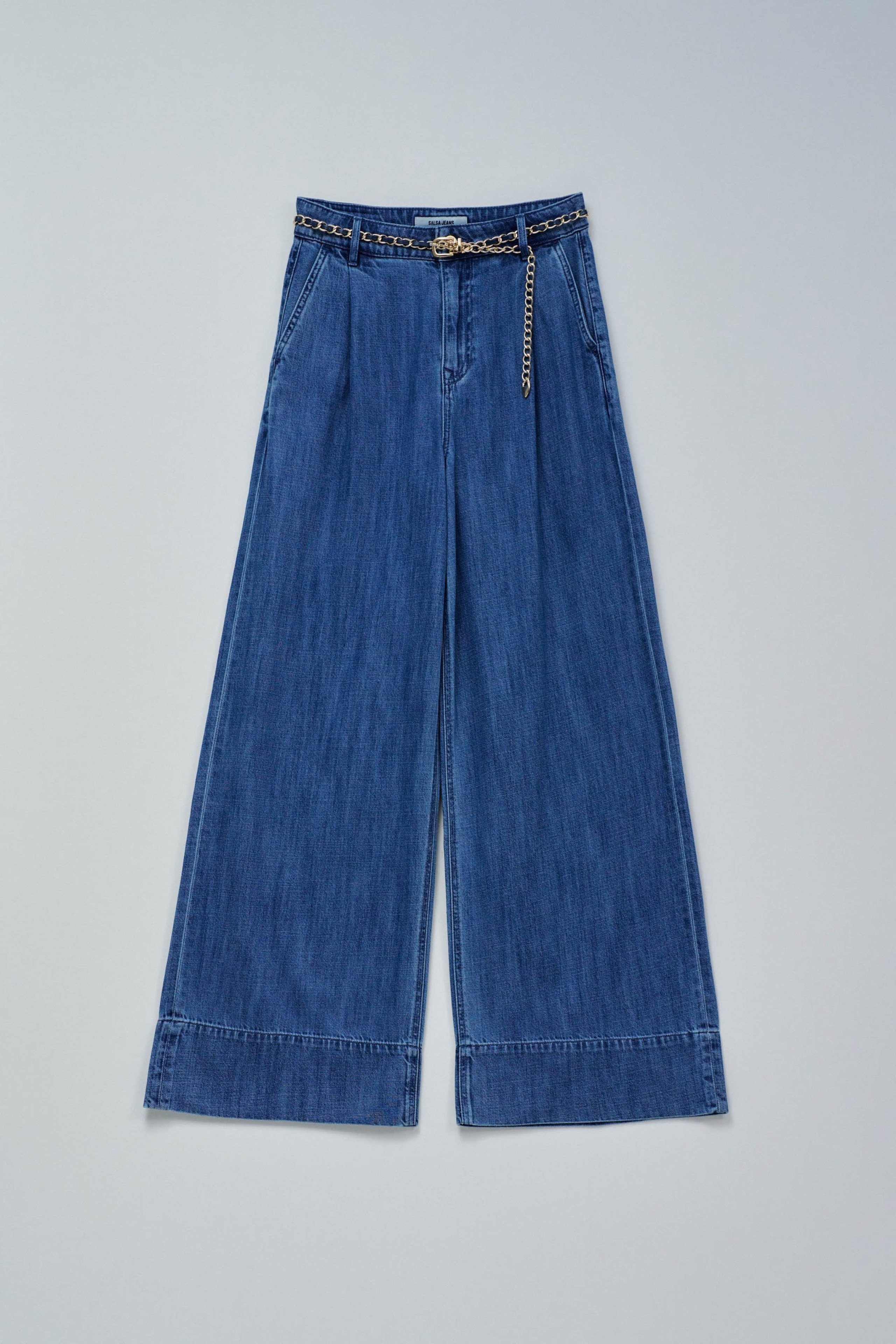 CALÇAS PALAZZO EM LIGHTDENIM