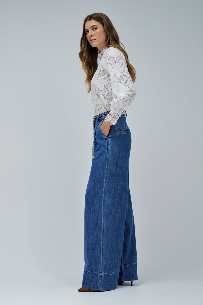 PALAZZO HOSEN IN HELLBLAUEN DENIM