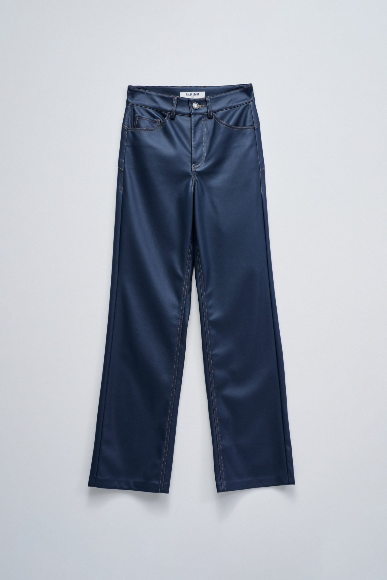 FAITH PUSH IN STRAIGHT LEATHER EFFECT JEANS