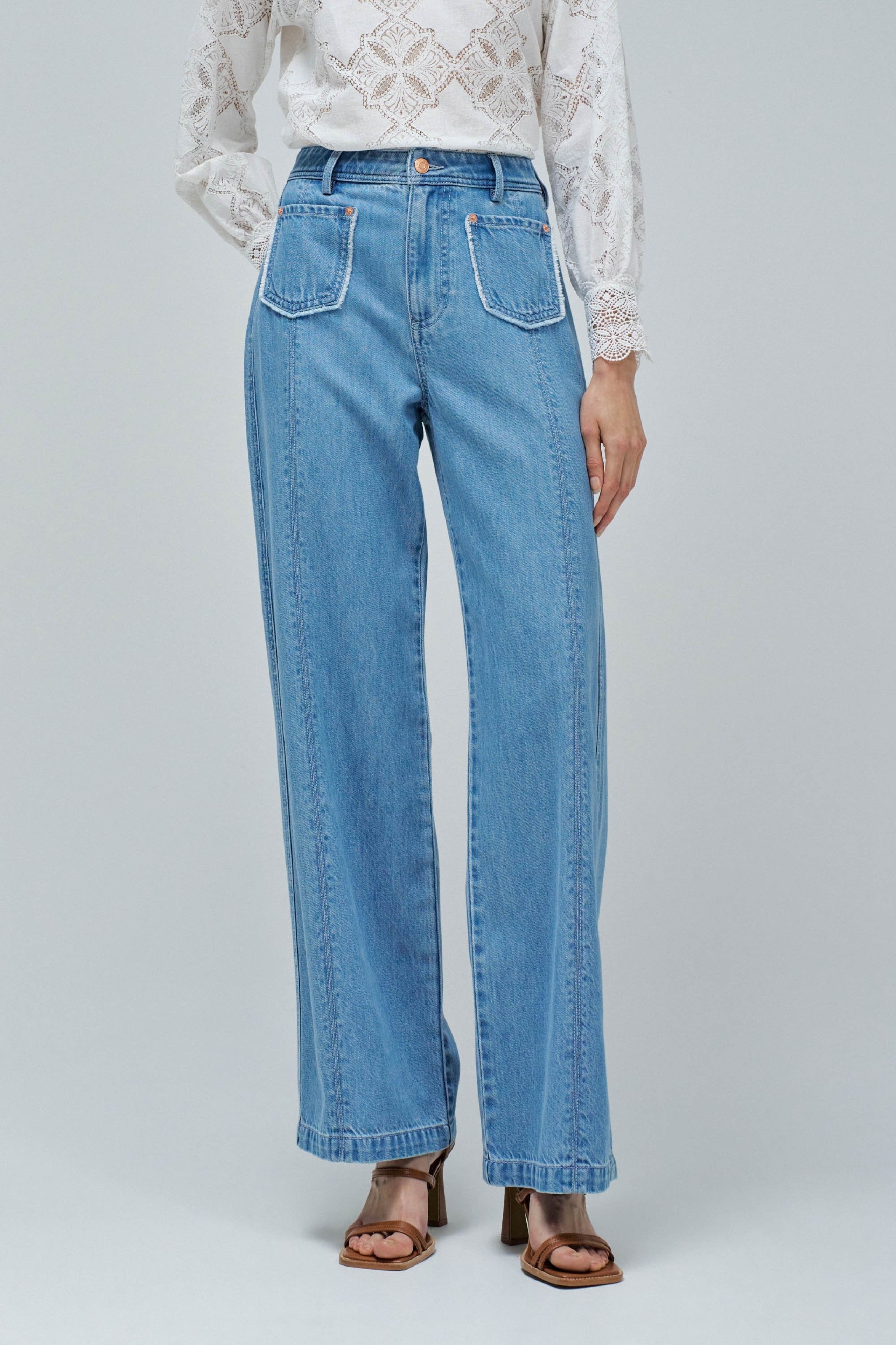 VAQUEROS WIDE LEG EN LIGHTDENIM